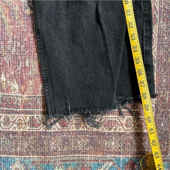 Trendy Zara wide leg cropped Black Distressed Jeans 100% cotton size 10 - Picture 5 of 11